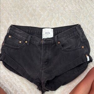One Teaspoon Black Jean Shorts Distressed High-Waisted